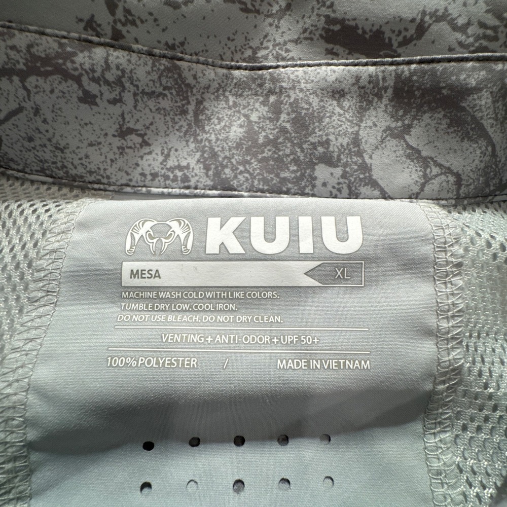 KUIU Shirt Mens XL Gray Mesa Vented Topo Camo Hunting Performance Snap Outdoor - Picture 4 of 9